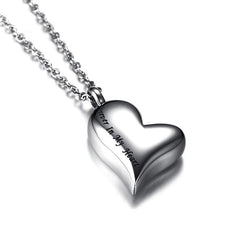 Heart Shaped Cremation Urn Necklace Engraved With "Forever In My Heart"