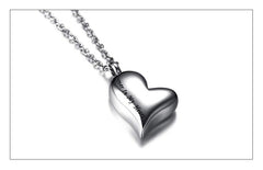 Heart Shaped Cremation Urn Necklace Engraved With "Forever In My Heart"