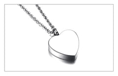 Heart Shaped Cremation Urn Necklace Engraved With Roses & "Always In My Heart"