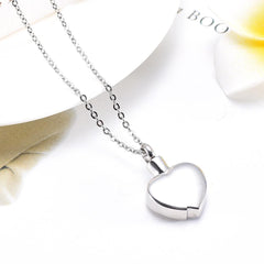 Heart Shaped Cremation Urn Necklace With Rhinestones