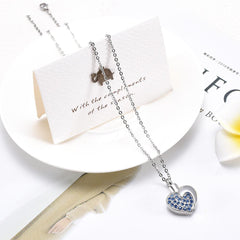 Heart Shaped Cremation Urn Necklace With Rhinestones