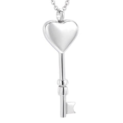 Heart Shaped Key Cremation Urn Necklace