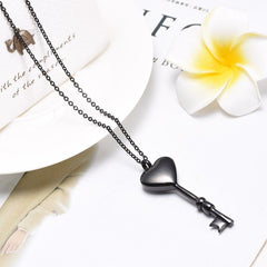 Heart Shaped Key Cremation Urn Necklace