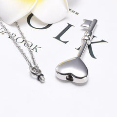 Heart Shaped Key Cremation Urn Necklace