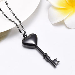 Heart Shaped Key Cremation Urn Necklace