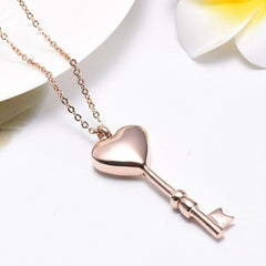 Heart Shaped Key Cremation Urn Necklace