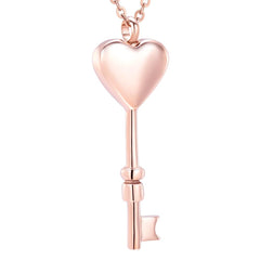Heart Shaped Key Cremation Urn Necklace