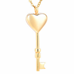 Heart Shaped Key Cremation Urn Necklace