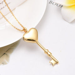 Heart Shaped Key Cremation Urn Necklace