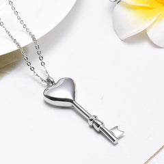 Heart Shaped Key Cremation Urn Necklace