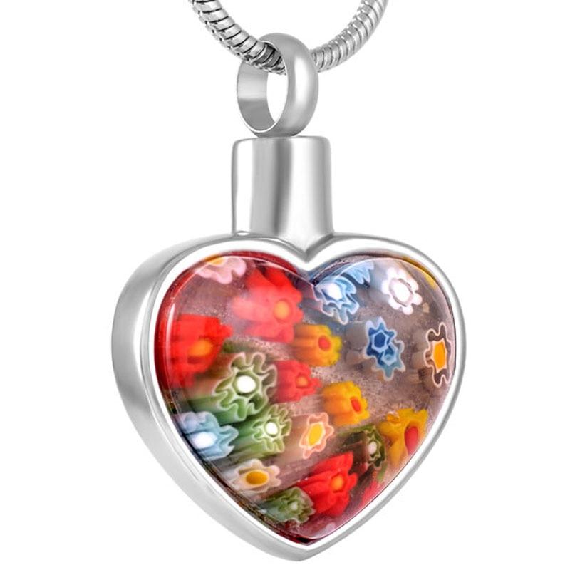 Heart Shaped Murano Glass Cremation Urn Necklace