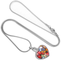 Heart Shaped Murano Glass Cremation Urn Necklace