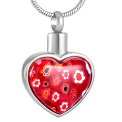 Heart Shaped Murano Glass Cremation Urn Necklace