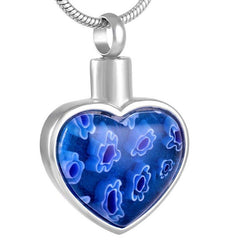 Heart Shaped Murano Glass Cremation Urn Necklace
