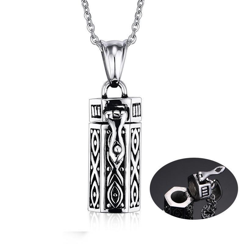 Hex Cylinder Modern Cremation Urn Necklace
