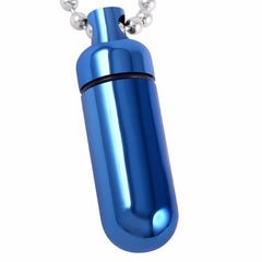 High Polished Cylinder Vial Cremation Urn Necklace