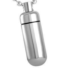 High Polished Cylinder Vial Cremation Urn Necklace