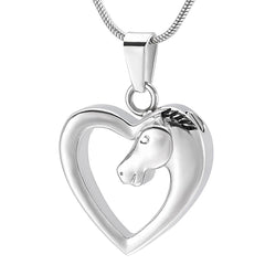 Horse in Heart Cremation Necklace