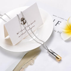 Hunter Silver & Gold Shotgun Shell Cylinder Cremation Urn Necklace With A Deer