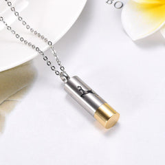 Hunter Silver & Gold Shotgun Shell Cylinder Cremation Urn Necklace With A Deer