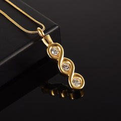 Infinity Gemstone Cremation Urn Necklace With Rhinestones