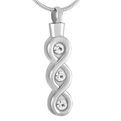 Infinity Gemstone Cremation Urn Necklace With Rhinestones