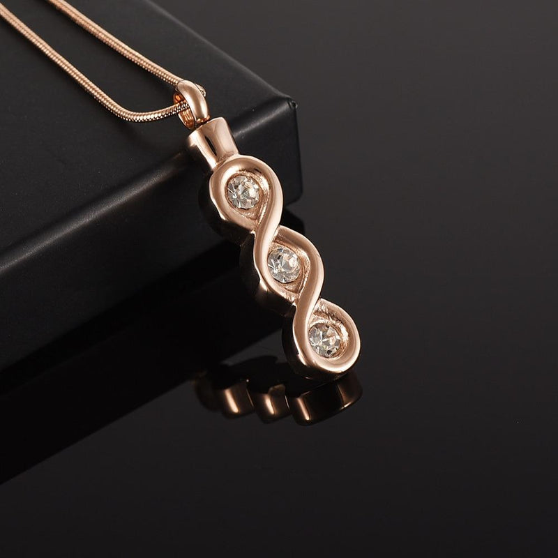 Infinity Gemstone Cremation Urn Necklace With Rhinestones
