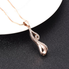 Infinty Teardrop Cremation Urn Necklace With Rhinestones