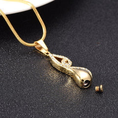 Infinty Teardrop Cremation Urn Necklace With Rhinestones