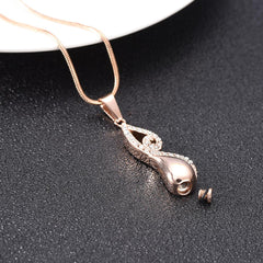 Infinty Teardrop Cremation Urn Necklace With Rhinestones