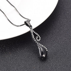 Infinty Teardrop Cremation Urn Necklace With Rhinestones