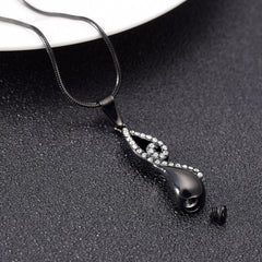 Infinty Teardrop Cremation Urn Necklace With Rhinestones