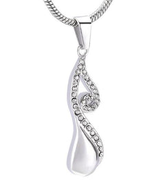 Infinty Teardrop Cremation Urn Necklace With Rhinestones