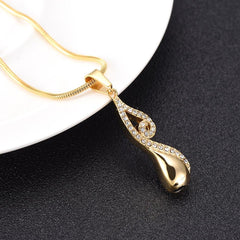 Infinty Teardrop Cremation Urn Necklace With Rhinestones