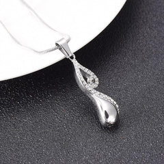 Infinty Teardrop Cremation Urn Necklace With Rhinestones