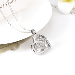 Jeweled Butterfly in Heart Cremation Urn Necklace With Rhinestones