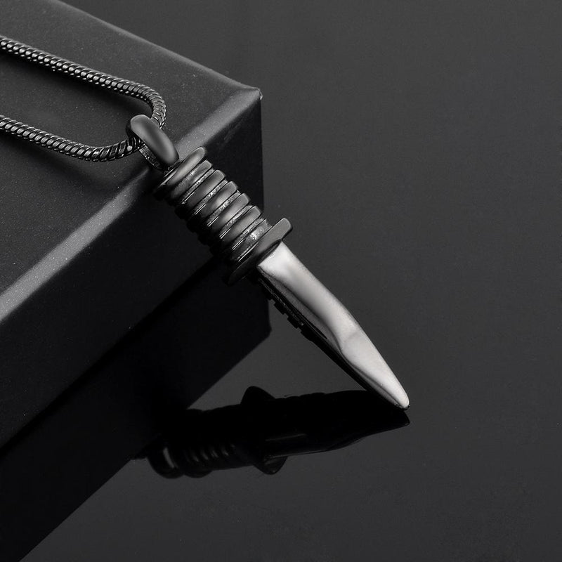 Knife Blade Shaped Cremation Urn Necklace