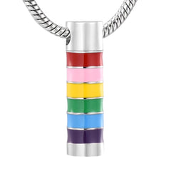 LGBTQ+ Pride Rainbow Cylinder Cremation Urn Necklace