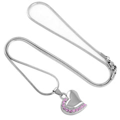 Memorial Heart Cremation Urn Necklace With Rhinestones