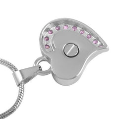 Memorial Heart Cremation Urn Necklace With Rhinestones