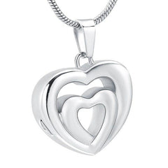 Modern Double Heart Cremation Urn Necklace