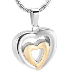 Modern Double Heart Cremation Urn Necklace