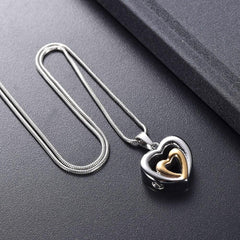Modern Double Heart Cremation Urn Necklace