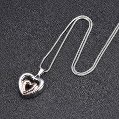 Modern Double Heart Cremation Urn Necklace