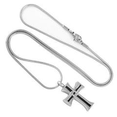 Modern Silver Cross Cremation Urn Necklace