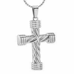 Modern Silver Cross Cremation Urn Necklace