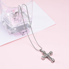 Modern Silver Cross Cremation Urn Necklace