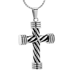Modern Silver Cross Cremation Urn Necklace