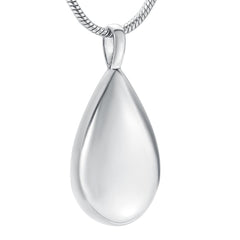 Modern Silver Water Drop Cremation Urn Necklace