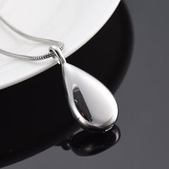Modern Silver Water Drop Cremation Urn Necklace